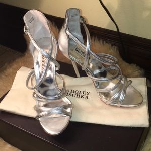 Badgley Mischka silver heels